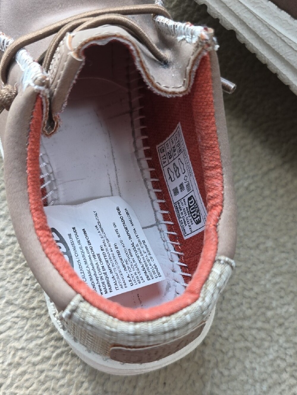 Hey Dude Kids Taupe Sneakers with Coral Lining - Picture 7 of 10